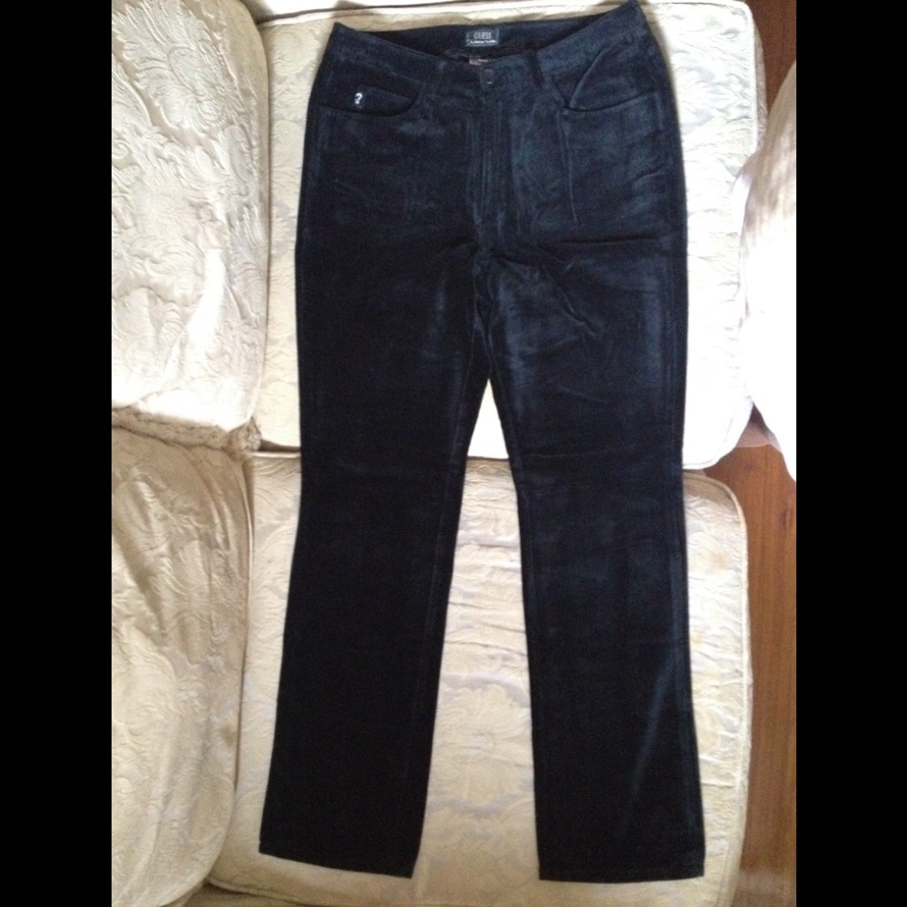 Guess Black velvet jeans.